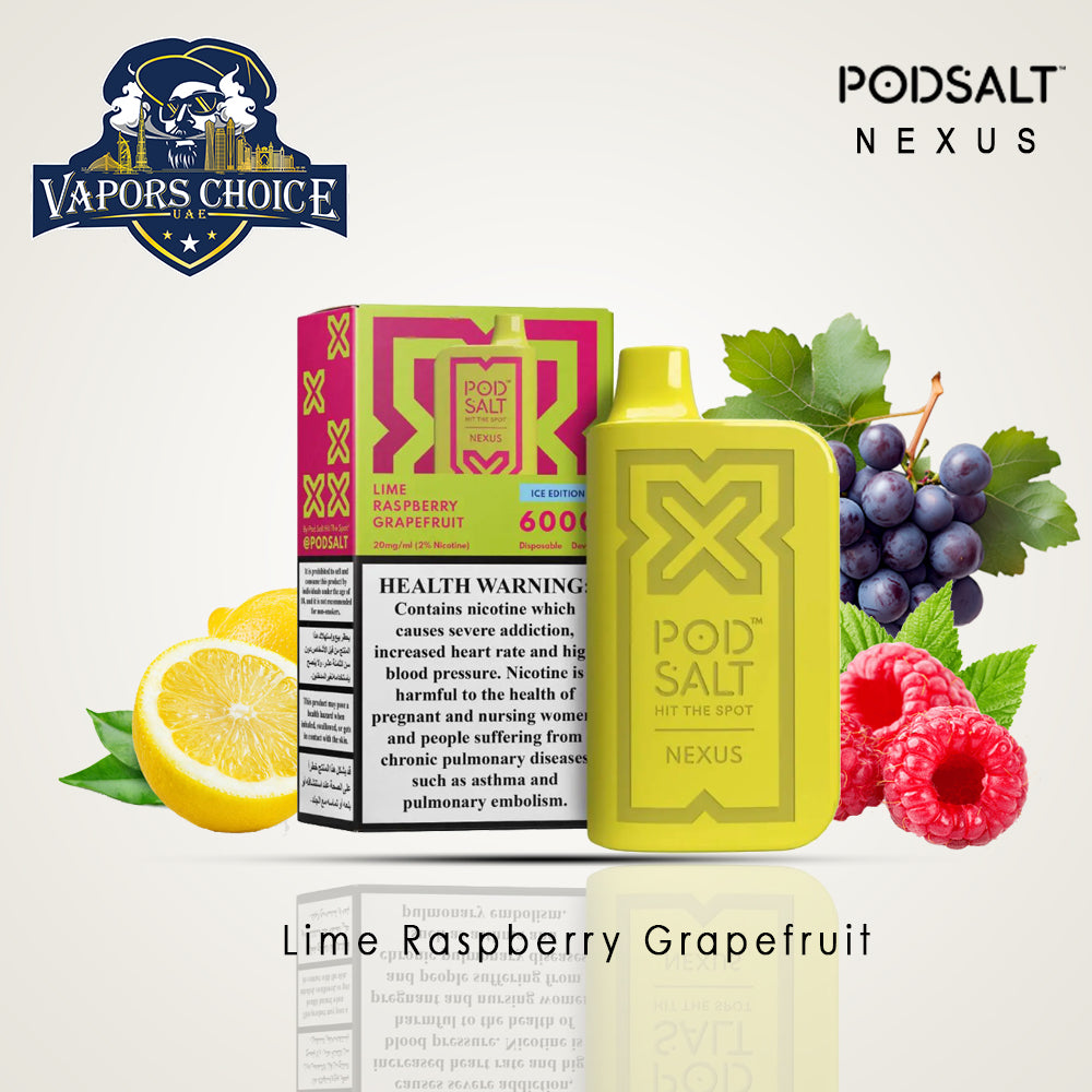 NEXUS (20mg) 6000 PUFFS - DISPOSABLE VAPE From Pod Salt Lime Raspberry Grapefruit UAE Al Ain & Ras Al-Khaimah