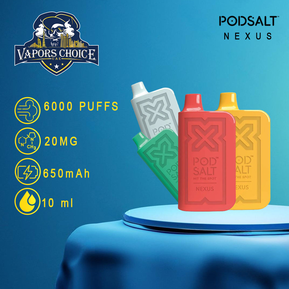 PODSALT NEXUS 6000 PUFFS DISPOSABLE VAPE | NEXUS 6000 Puffs Price & Flavors in Dubai - Vapors Choice UAE PODSALT NEXUS 6000 PUFFS DISPOSABLE VAPE | NEXUS 6000 Puffs Price & Flavors in Dubai - Vapors Choice UAE