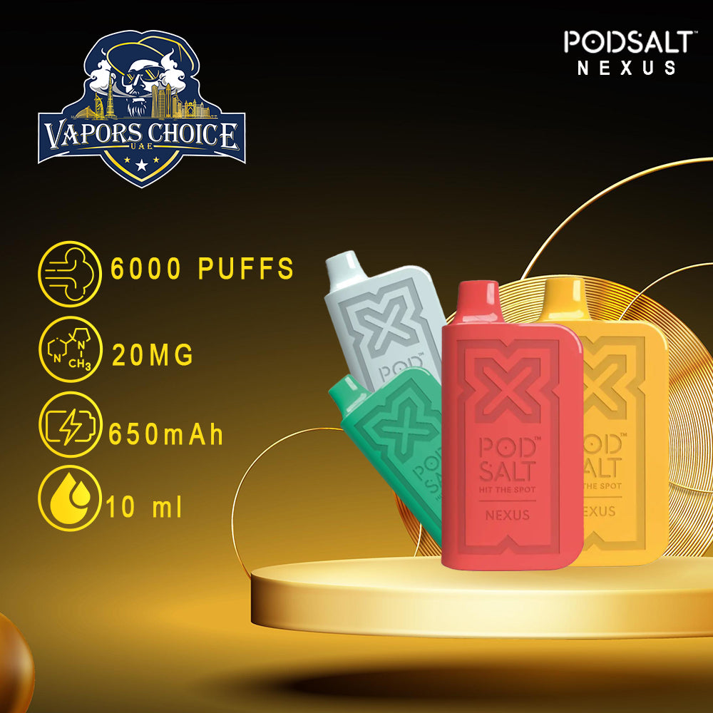 NEXUS (20mg) 6000 PUFFS - DISPOSABLE VAPE From Pod Salt 2st UAE Dubai