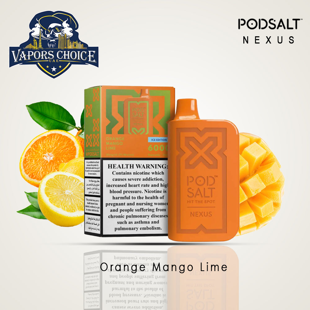 NEXUS (20mg) 6000 PUFFS - DISPOSABLE VAPE From Pod Salt Orange Mango Lime UAE Ajman & Al Sharjah