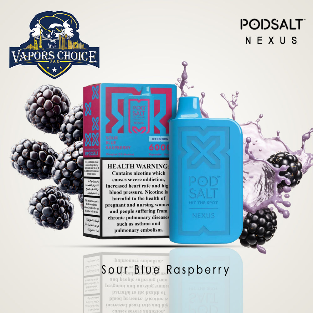 NEXUS (20mg) 6000 PUFFS - DISPOSABLE VAPE From Pod Salt Sour Blue Raspberry UAE Abu Dhabi & Al Ain