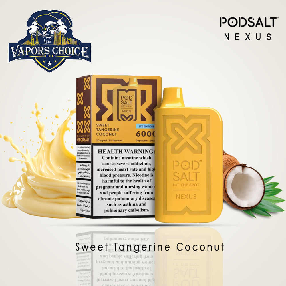NEXUS (20mg) 6000 PUFFS - DISPOSABLE VAPE From Pod Salt Sweet Tangerine Coconut UAE Dubai & Al Ain