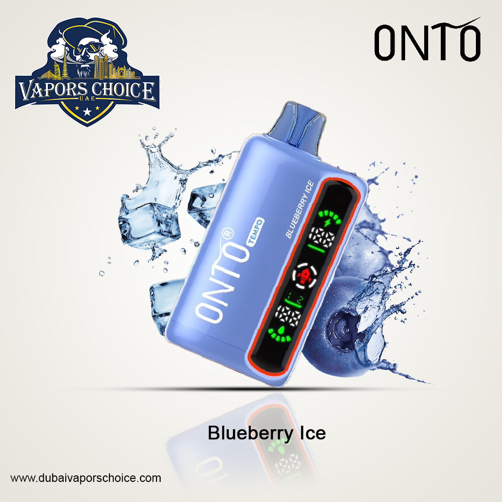 ONTO TEMPO (50mg) 15000 PUFFS - DISPOSABLE VAPE - Full LED Display Blueberry Ice UAE Abu Dhabi