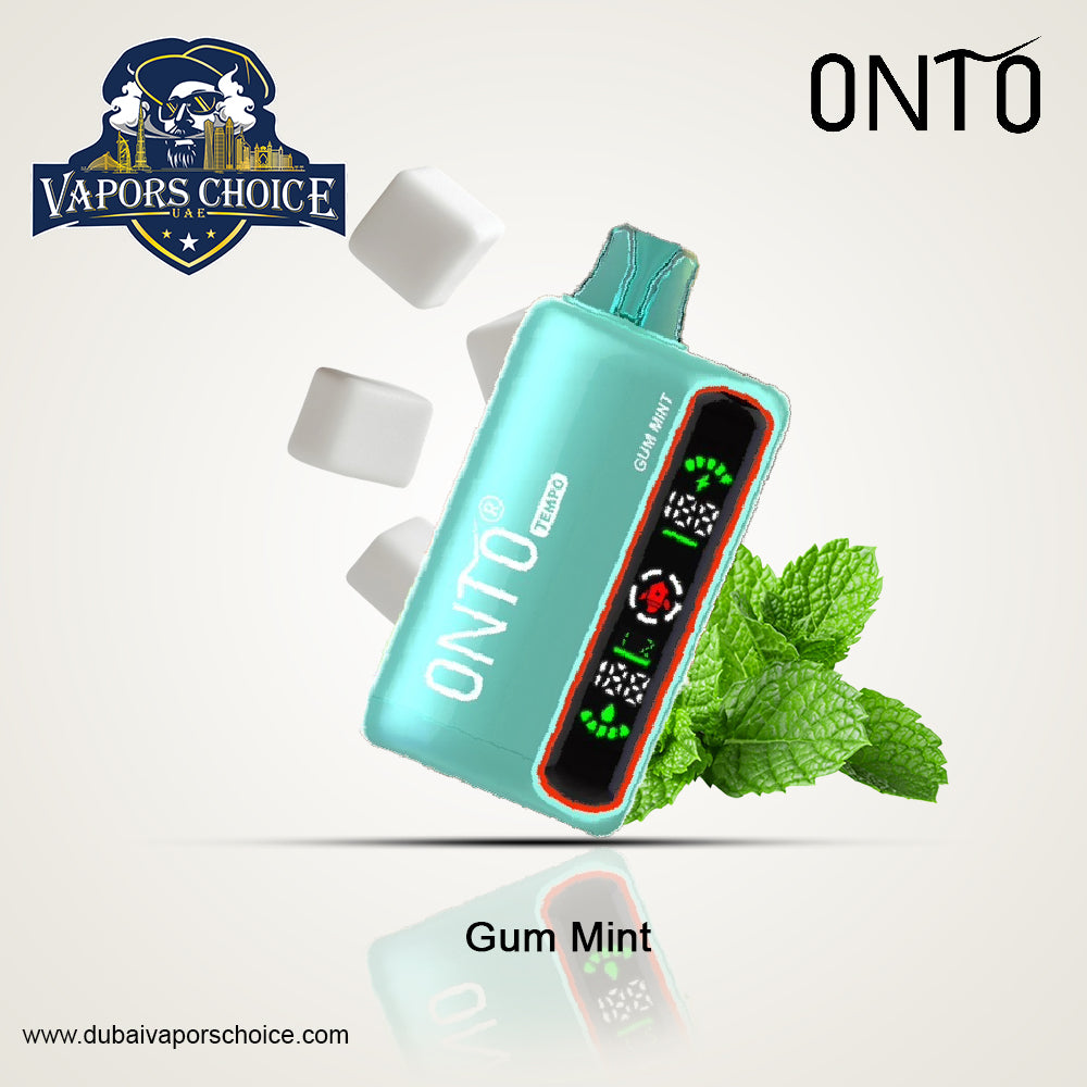 ONTO TEMPO (50mg) 15000 PUFFS - DISPOSABLE VAPE - Full LED Display Gum Mint UAE Ajman