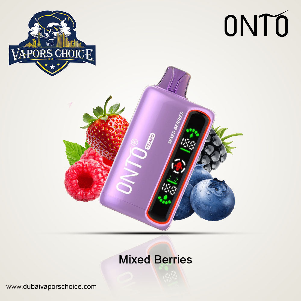 ONTO TEMPO (50mg) 15000 PUFFS - DISPOSABLE VAPE - Full LED Display Mixed Berries UAE Abu Dhabi & Al Ain