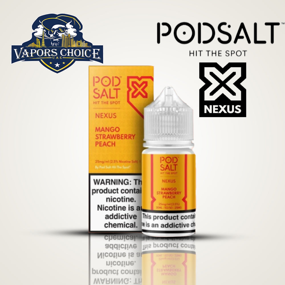 POD SALT NEXUS 20MG SALTNIC 30ML Mango Strawberry Peach UAE Abu Dhabi