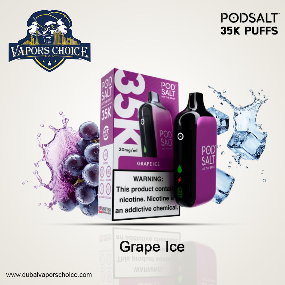 POD SALT 35K PUFFS DISPOSABLE VAPE 20MG Grape Ice UAE Abu Dhabi & Dubai