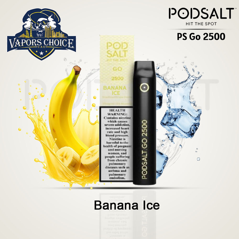 PS GO 2500 (20mg) 2500 PUFFS - DISPOSABLE VAPE From Pod Salt Banana Ice UAE Abu Dhabi
