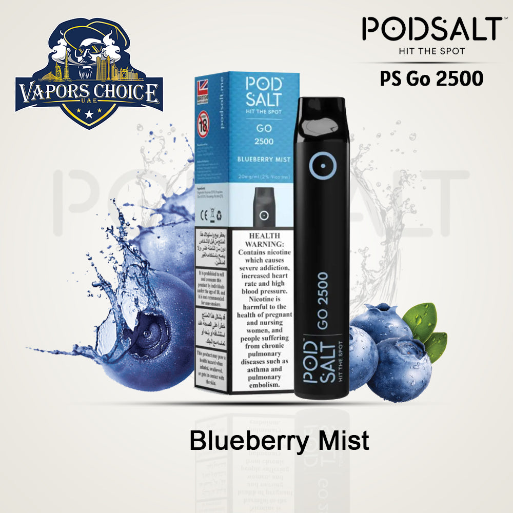 PS GO 2500 (20mg) 2500 PUFFS - DISPOSABLE VAPE From Pod Salt Blueberry Mist UAE Abu Dhabi & Dubai