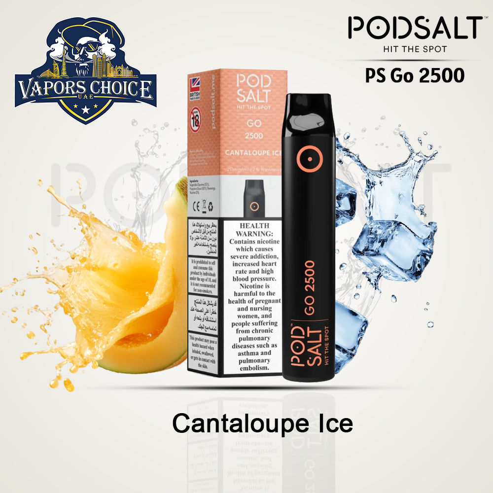 PS GO 2500 (20mg) 2500 PUFFS - DISPOSABLE VAPE From Pod Salt Cantaloupe Ice UAE Abu Dhabi & Al Ain