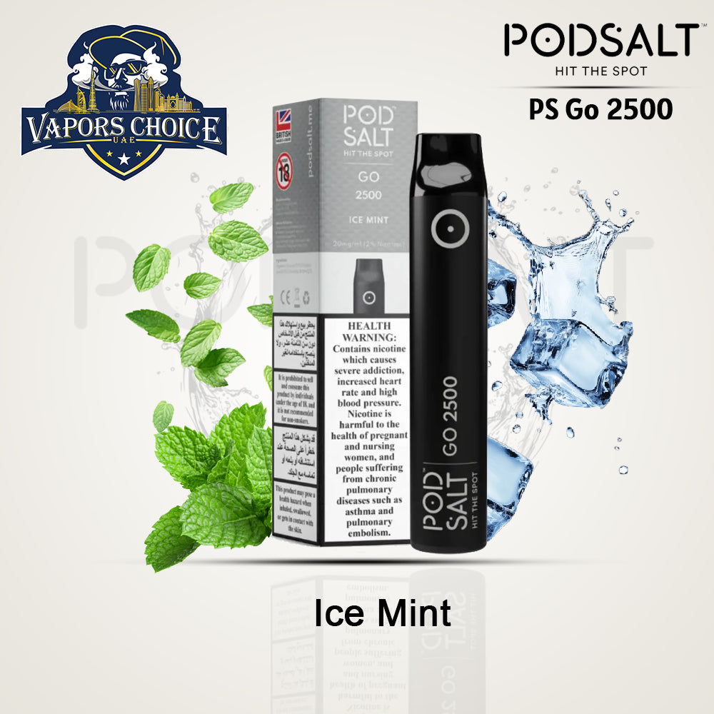 PS GO 2500 (20mg) 2500 PUFFS - DISPOSABLE VAPE From Pod Salt Ice Mint UAE Abu Dhabi & Fujairah