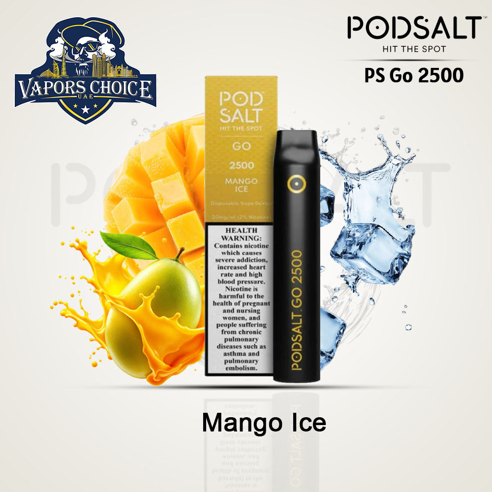 PS GO 2500 (20mg) 2500 PUFFS - DISPOSABLE VAPE From Pod Salt Mango Ice UAE Abu Dhabi & Ras Alkhimah
