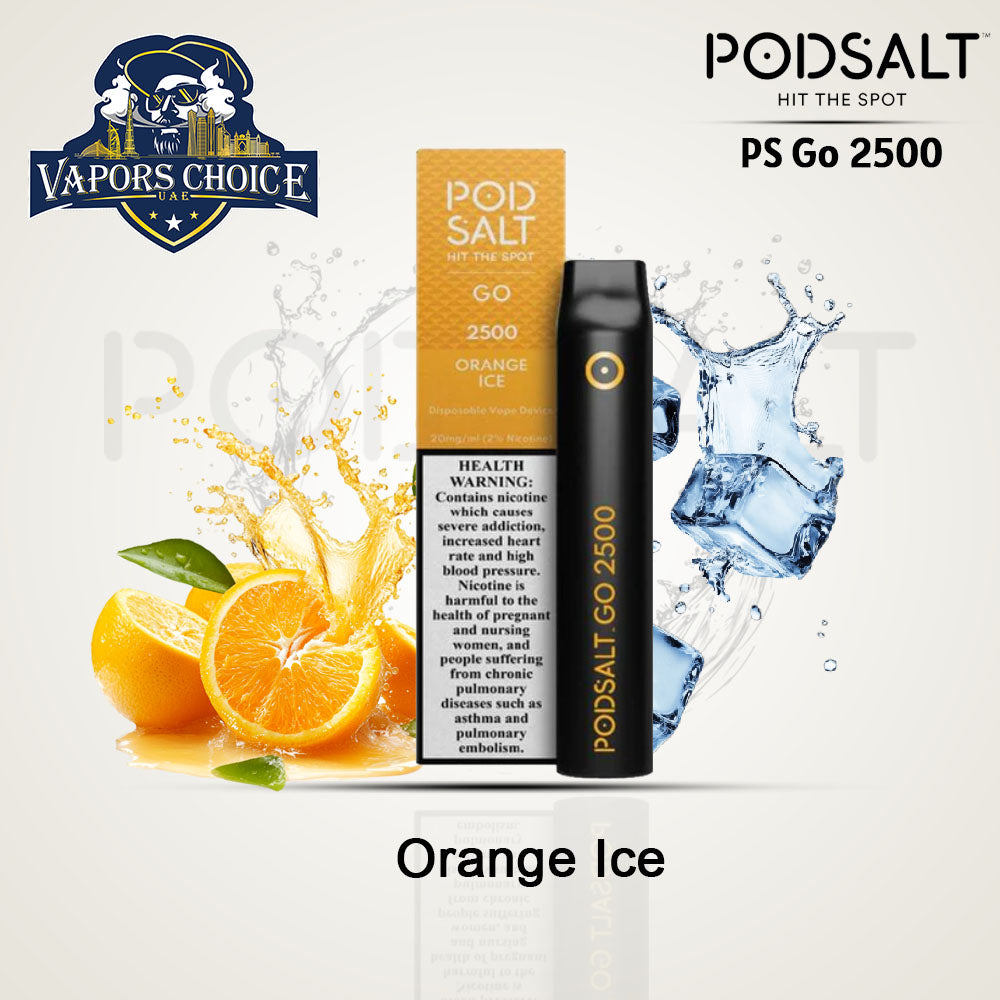 PS GO 2500 (20mg) 2500 PUFFS - DISPOSABLE VAPE From Pod Salt Orange Ice UAE Dubai