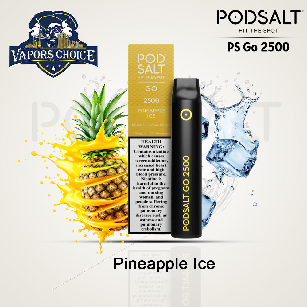 PS GO 2500 (20mg) 2500 PUFFS - DISPOSABLE VAPE From Pod Salt Pineapple Ice UAE Dubai & Abu Dhabi
