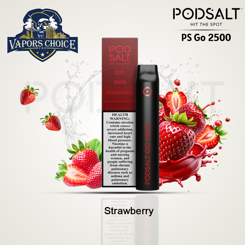 PS GO 2500 (20mg) 2500 PUFFS - DISPOSABLE VAPE From Pod Salt Strawberry UAE Dubai & Ajman