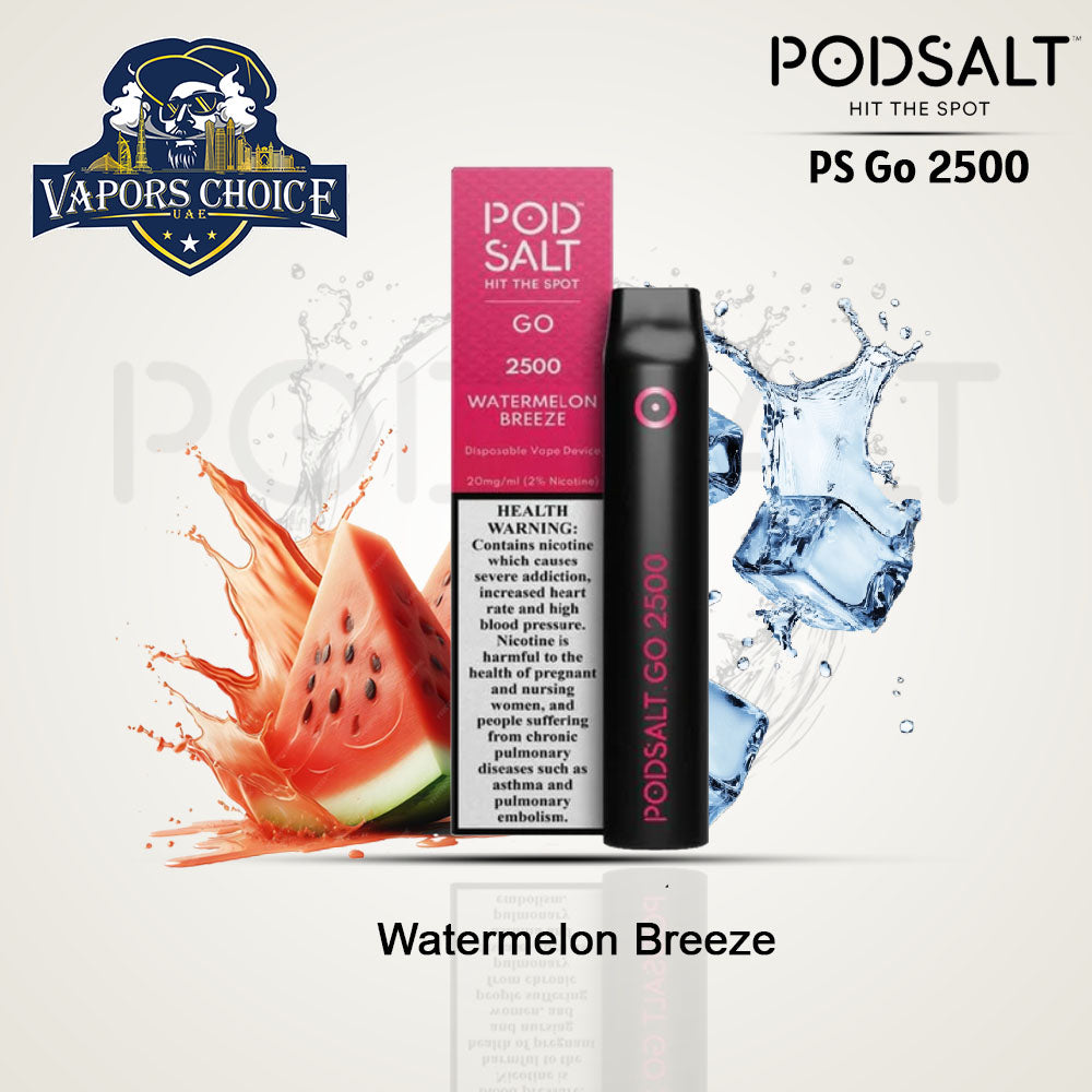 PS GO 2500 (20mg) 2500 PUFFS - DISPOSABLE VAPE From Pod Salt Watermelon Breeze UAE Dubai  Al Ain