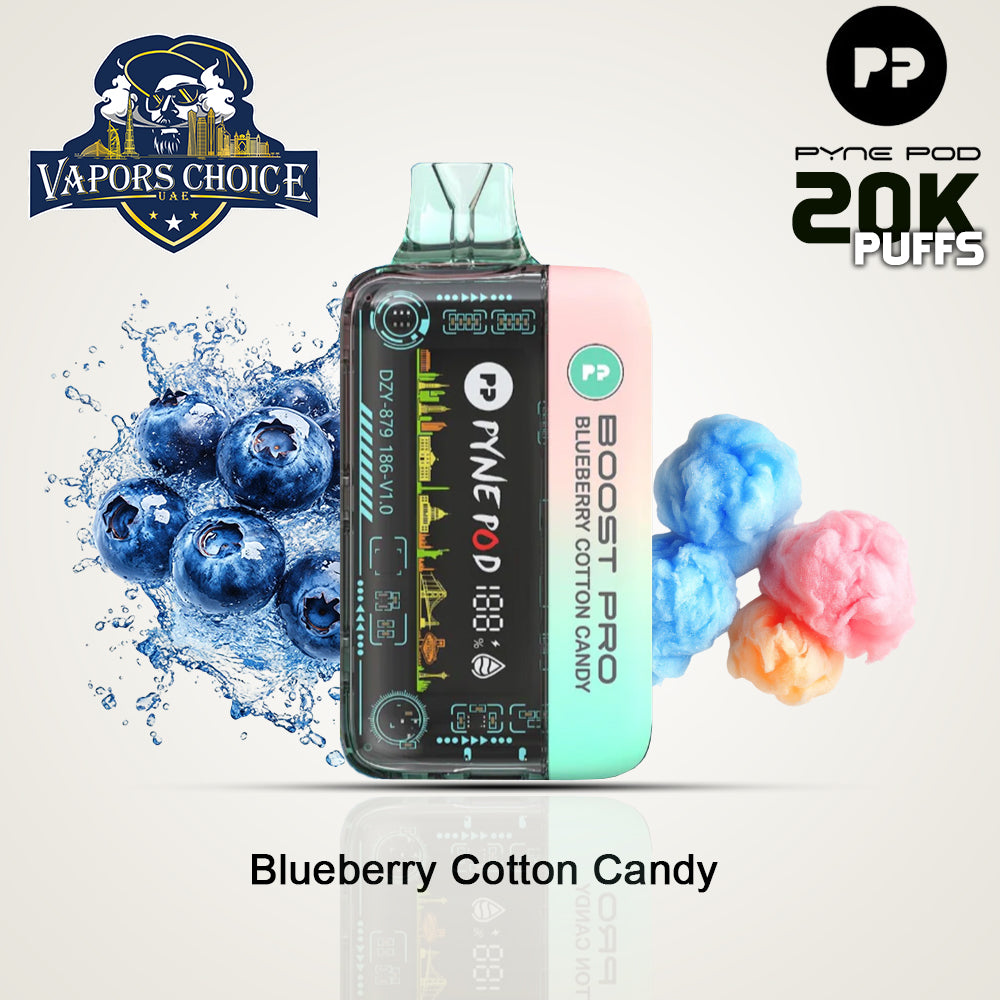 PYNE POD BOOST PRO 20000 PUFFS (50mg) - DISPOSABLE VAPE Blueberry Cotton Candy UAE Abu Dhabi