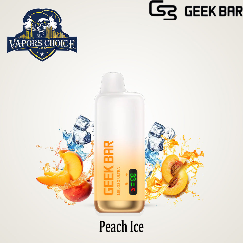 GEEK BAR MELOSO ULTRA (50mg & 20mg) 10000 PUFFS - DISPOSABLE VAPE FROM GEEK BAR & Peach Ice & UAE & Umm Al Quwain