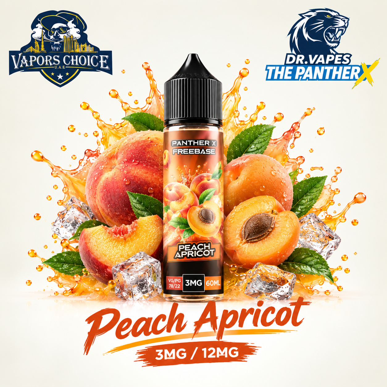 Dr Vapes The Panther X  - Freebase e-liquid 60ML & Peah Apricot & UAE & Ajman