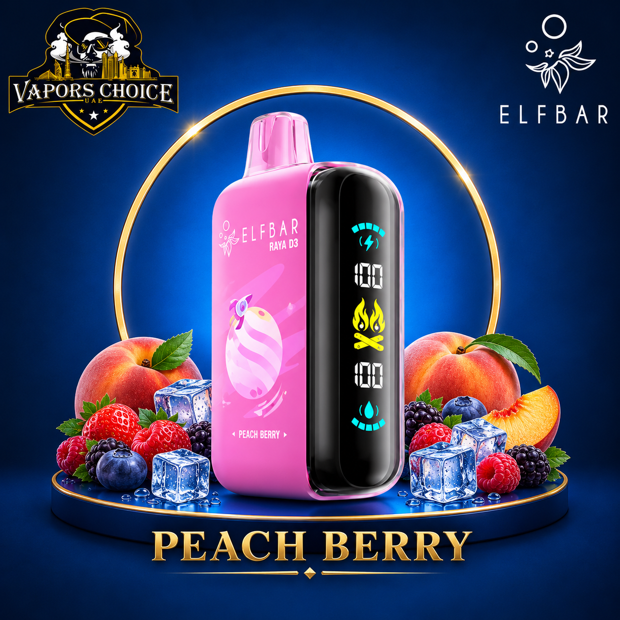 ELFBAR RAYA D3  25000 puffs -25K- Puffs 50mg Disposable Vape & Peach Berry & UAE & Ras Al Khaimah