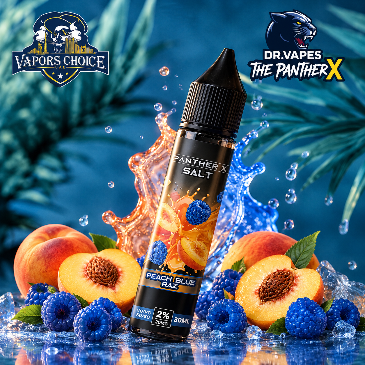 Dr Vapes The Panther X – Salt Nic E-Liquid 20mg (2%) / 50mg (5%)  30ML  & Peach Blue Razz & UAE & Umm Al Quwain