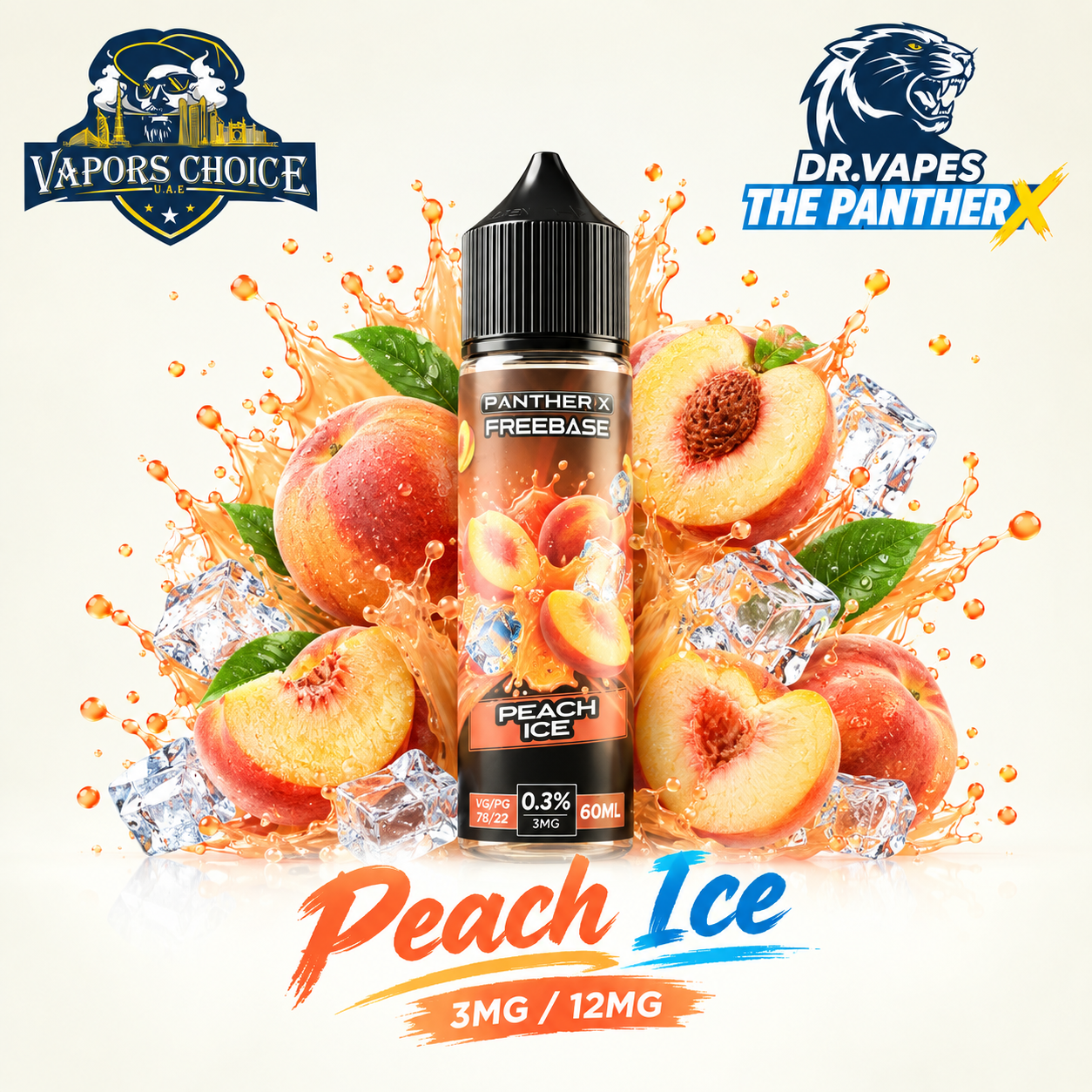 Dr Vapes The Panther X  - Freebase e-liquid 60ML & Peach Ice & UAE & Ras Al Khaimah