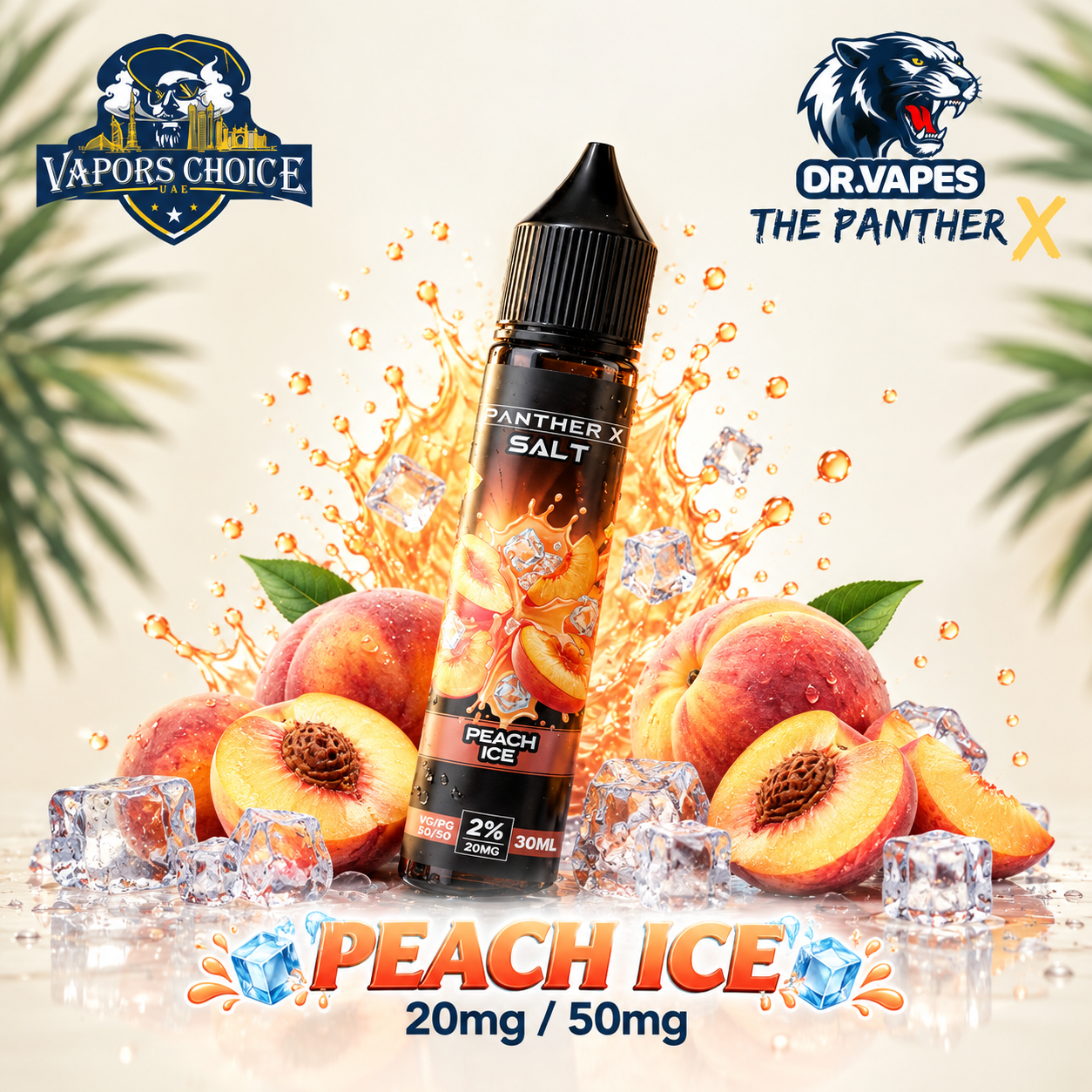 Dr Vapes The Panther X – Salt Nic E-Liquid 20mg (2%) / 50mg (5%)  30ML & Peach Ice & UAE & Fujairah