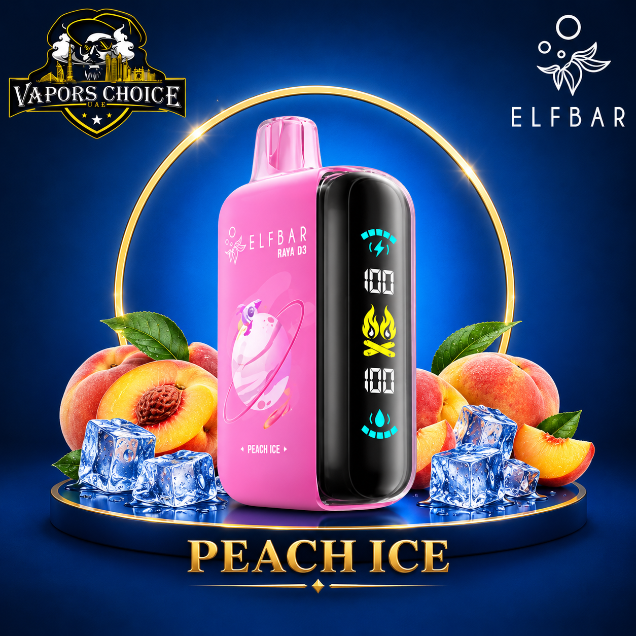 ELFBAR RAYA D3  25000 puffs -25K- Puffs 50mg Disposable Vape & Peach Ice & UAE & Fujairah
