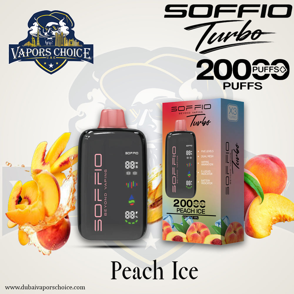 SOFFIO TURBO 20K Disposable Vape Peach Ice UAE Al Ain 