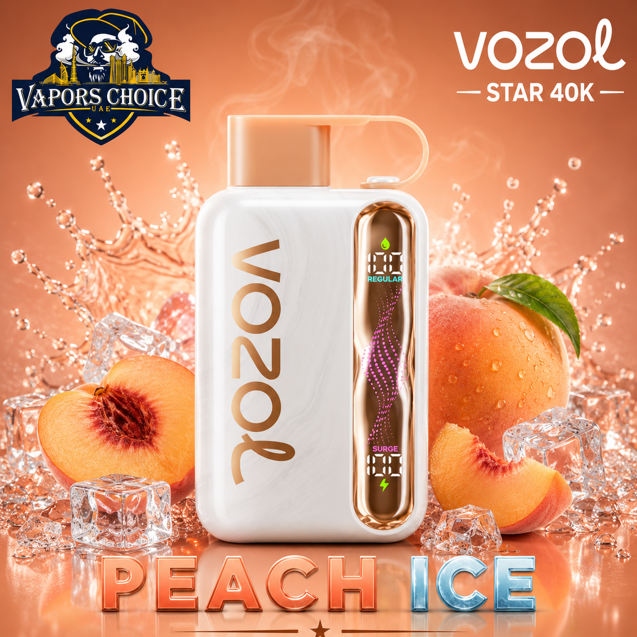 VOZOL STAR 40K Disposable Vape -Dual Power Mode & Peach Ice & UAE & Ras Al Khaimah