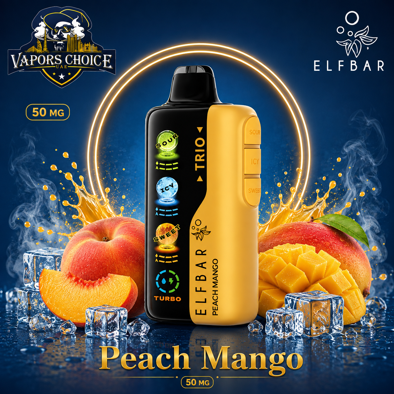 ELF BAR Trio 40K Puffs – Disposable Vape & Peach Mango & UAE & Umm Al Quwain