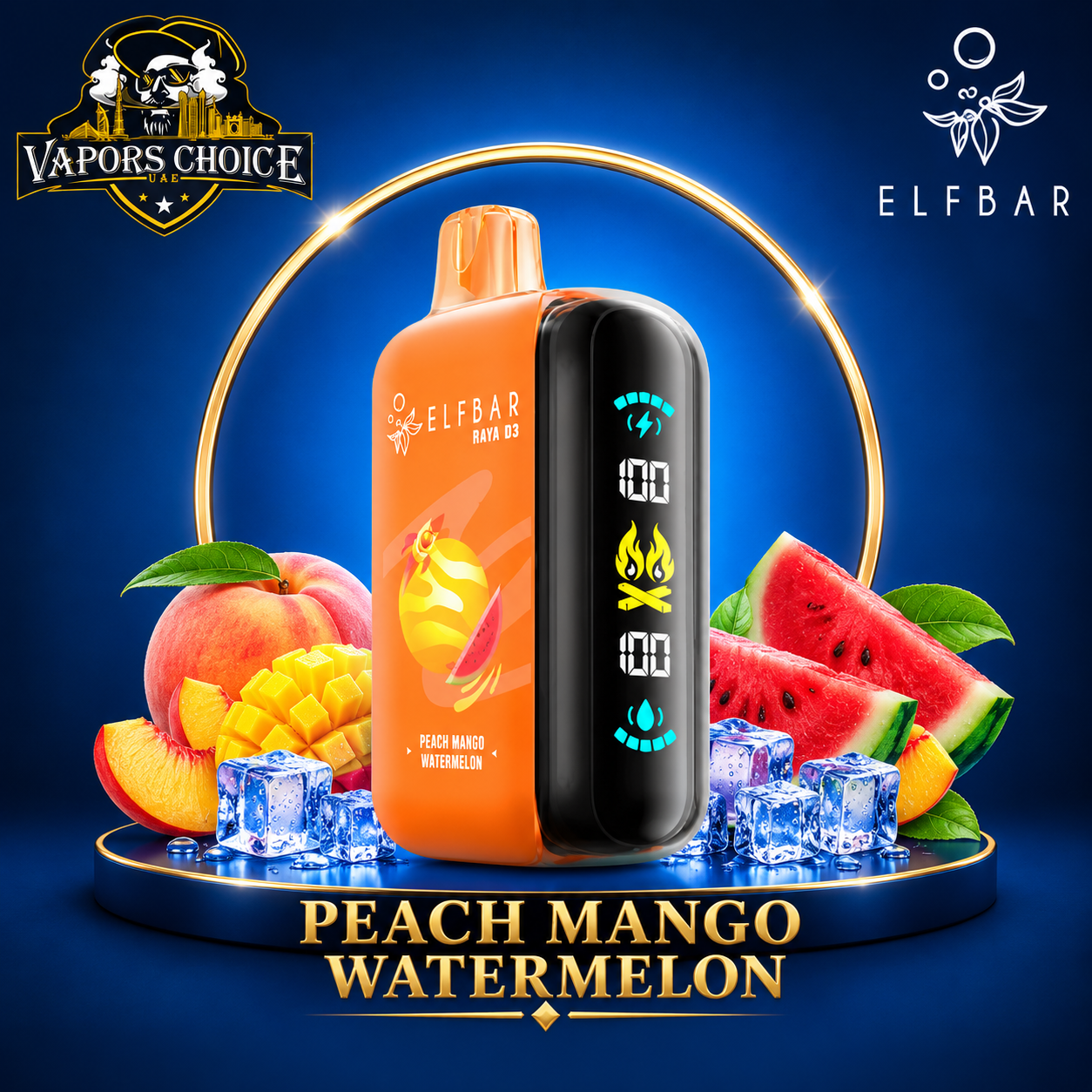 ELFBAR RAYA D3  25000 puffs -25K- Puffs 50mg Disposable Vape & Peach Mango Watermelon & UAE & Dubai