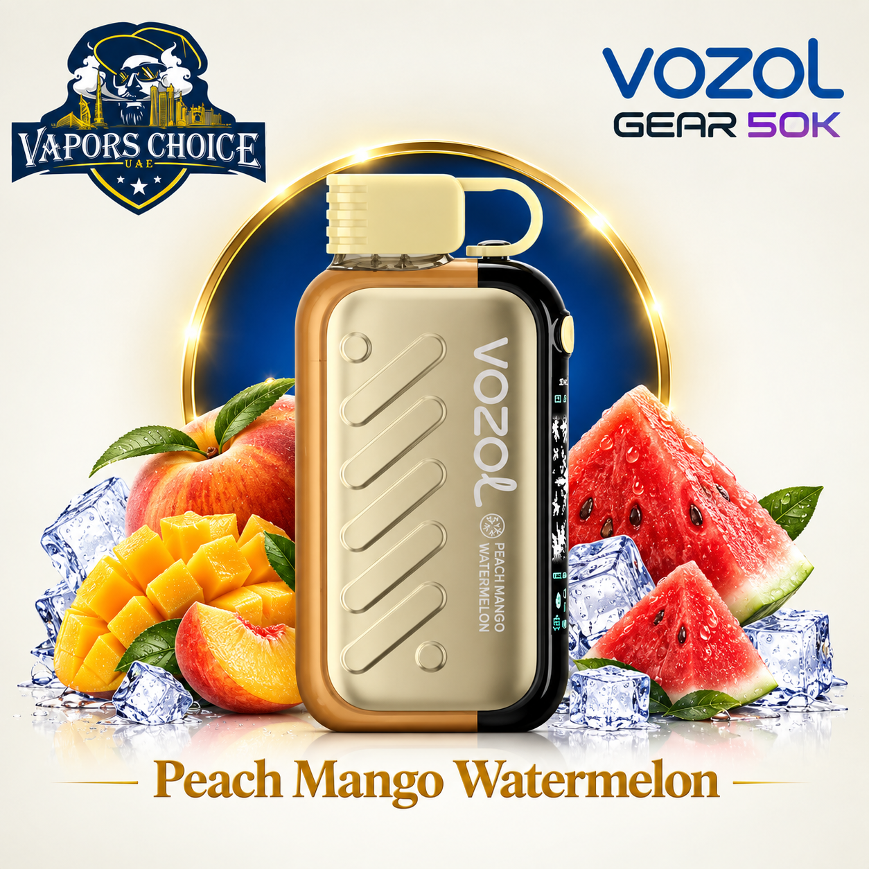 VOZOL Gear 50K Ice & Sweet Adjust 50K Puffs Disposable Vape (50mg) & Peach Mango Watermelon & UAE & Abu Dhabi