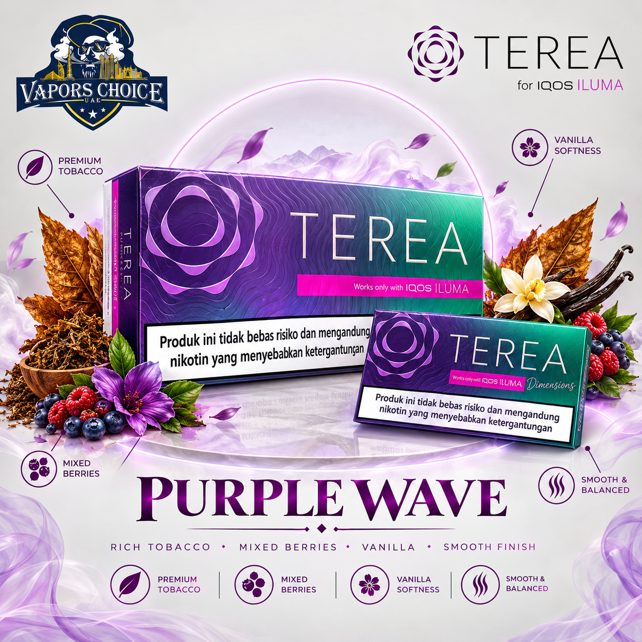 IQOS TEREA Sticks Indonesia (10 Packs) & Purple Wave & UAE & Ras Al Khaimah