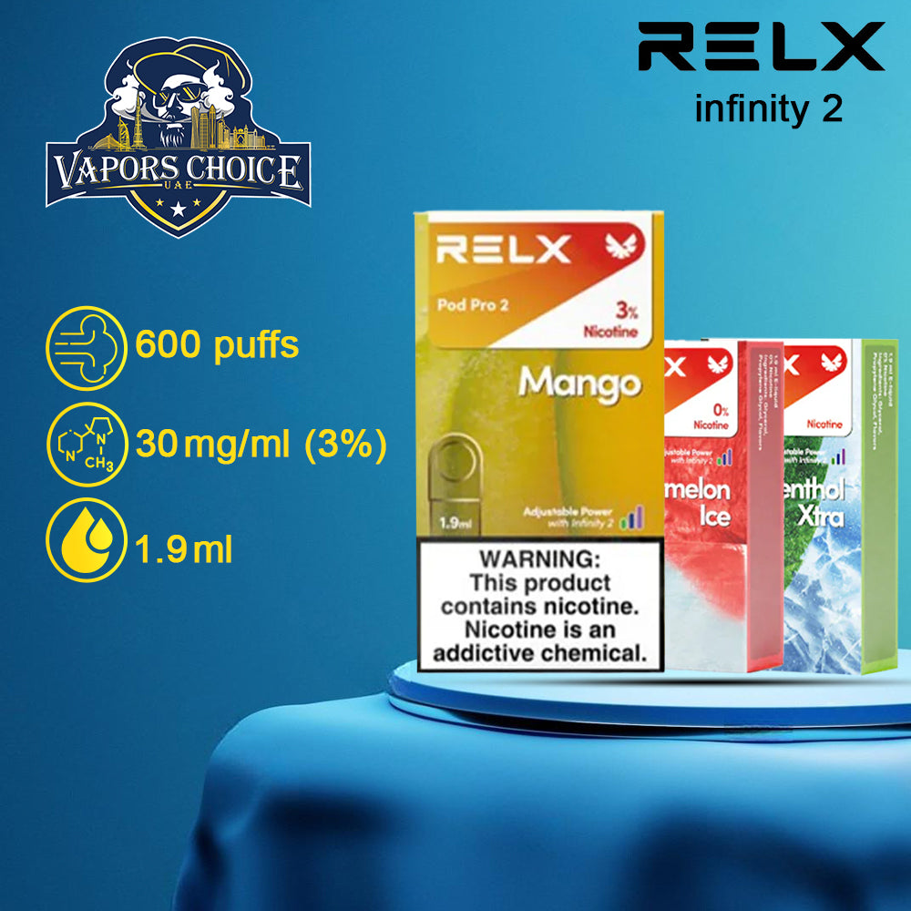 RELX INFINITY PRO 2 Pods 30mg - Prefilled Replacement Pod 1 pcs per pack 1st UAE Abu Dhabi