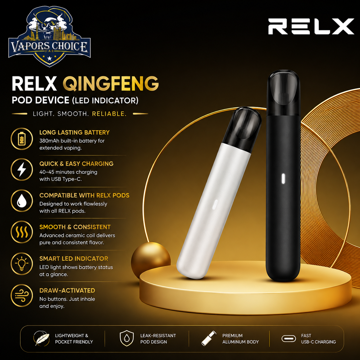 RELX QingFeng Pod System Device fit for RELX Pods & UAE &  Ajman &  Umm Al Quwain &  Ras Al Khaimah
