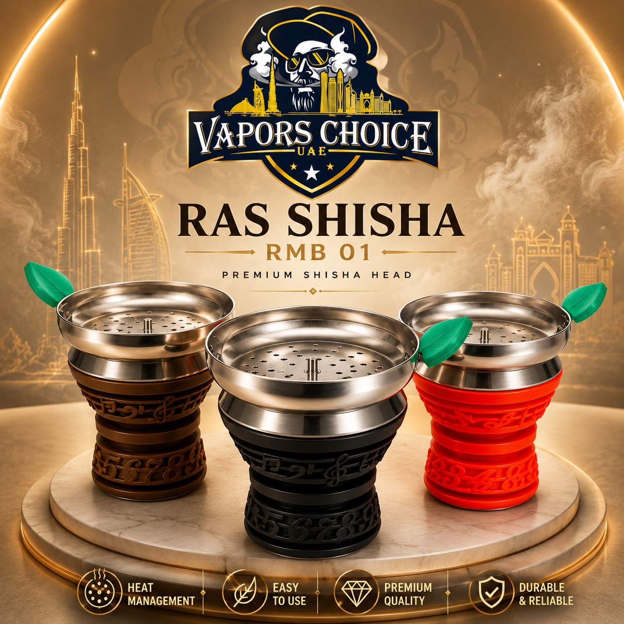 Ras Shisha RMB 01 🔥– Premium Silicone Shisha Head with Metal Screen UAE Dubai  
