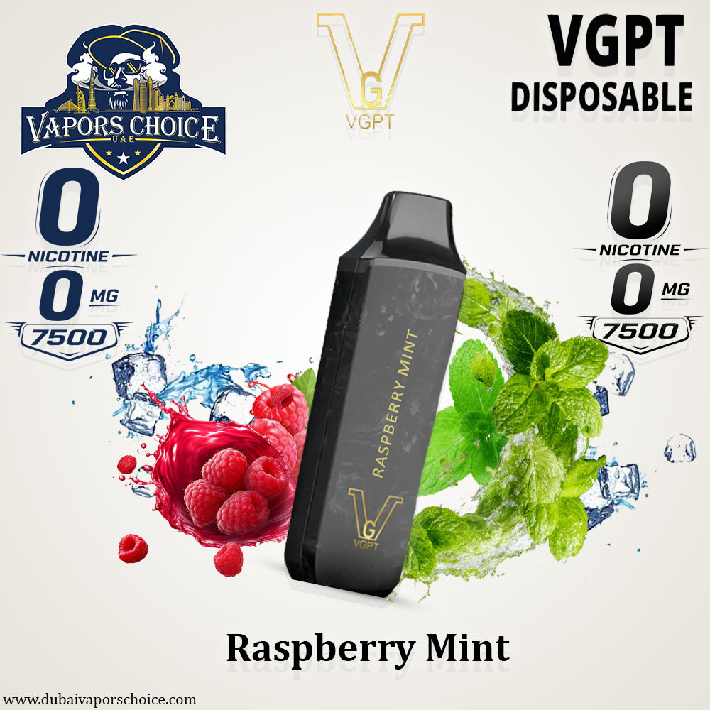 VGPT DISPOSABLE VAPE (0mg-20mg-50mg) 7500 PUFFS & Raspberry Mint 0mg & UAE & Ajman
