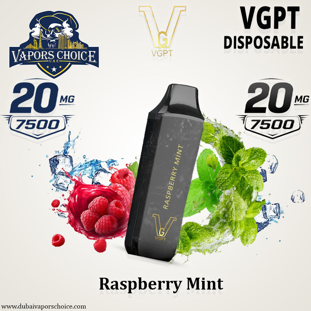 VGPT DISPOSABLE VAPE (0mg-20mg-50mg) 7500 PUFFS Raspberry Mint 20mg & UAE & Dubai
