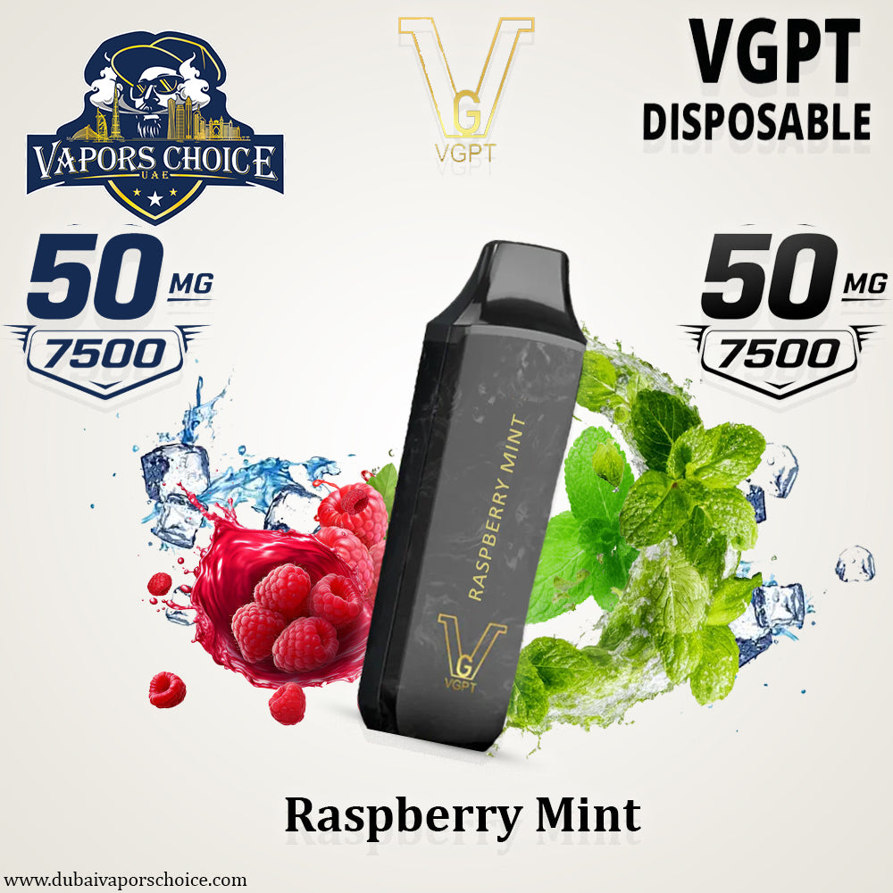 VGPT DISPOSABLE VAPE (0mg-20mg-50mg) 7500 PUFFS & Raspberry Mint 50mg & UAE & Sharjah