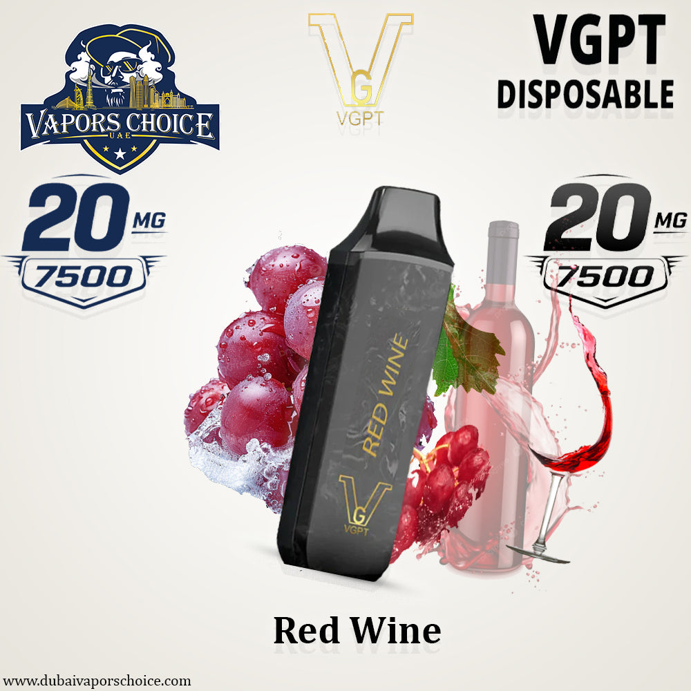 VGPT DISPOSABLE VAPE (0mg-20mg-50mg) 7500 PUFFS & Red Wine 20mg & UAE & Umm Al Quwain