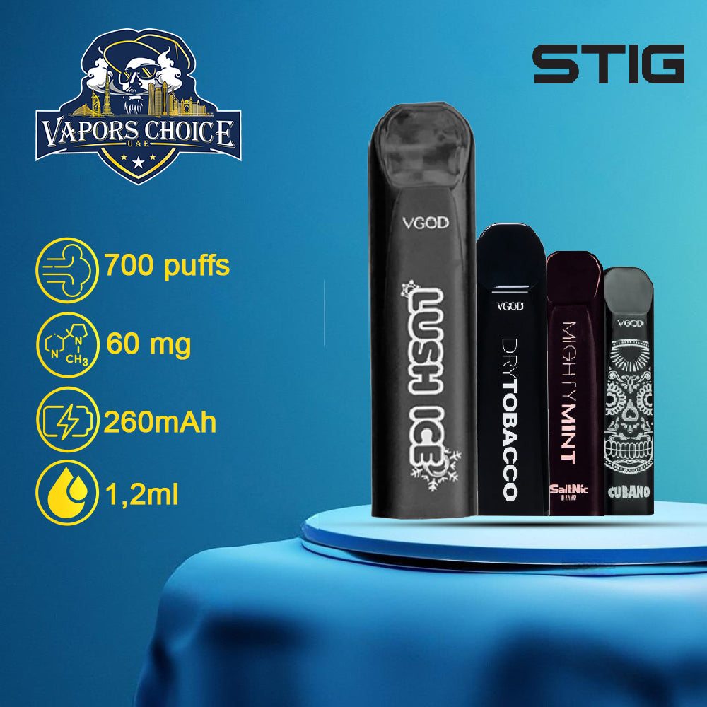 STIG (60mg) 700 PUFFS DISPOSABLE VAPE X3 by VGOD ( American Version ) 1st UAE Abu Dhabi
