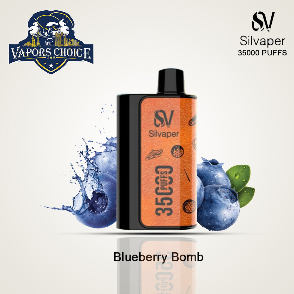 Silvaper 35000 Disposable Vape ,5% Nicotine, Rechargeable , Mesh Coil Blueberry Bomb UAE Abu Dhabi