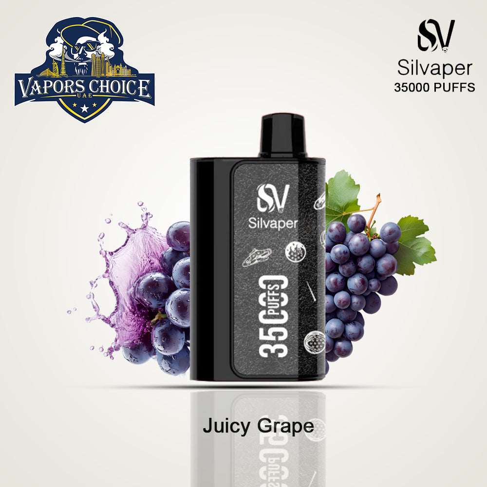 Silvaper 35000 Disposable Vape ,5% Nicotine, Rechargeable , Mesh Coil Juicy Grape UAE Dubai