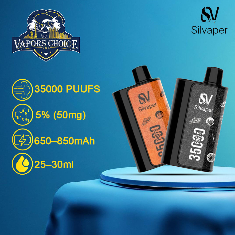 Silvaper 35000 Disposable Vape ,5% Nicotine, Rechargeable , Mesh Coil 1st UAE Abu Dhabi