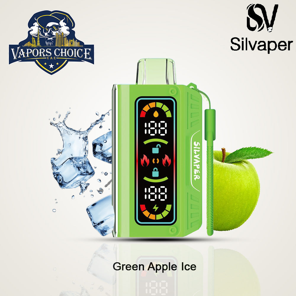 Silvaper (3mg) 20000 PUFFS DTL - DISPOSABLE VAPE Green Apple Ice UAE Abu Dhabi 