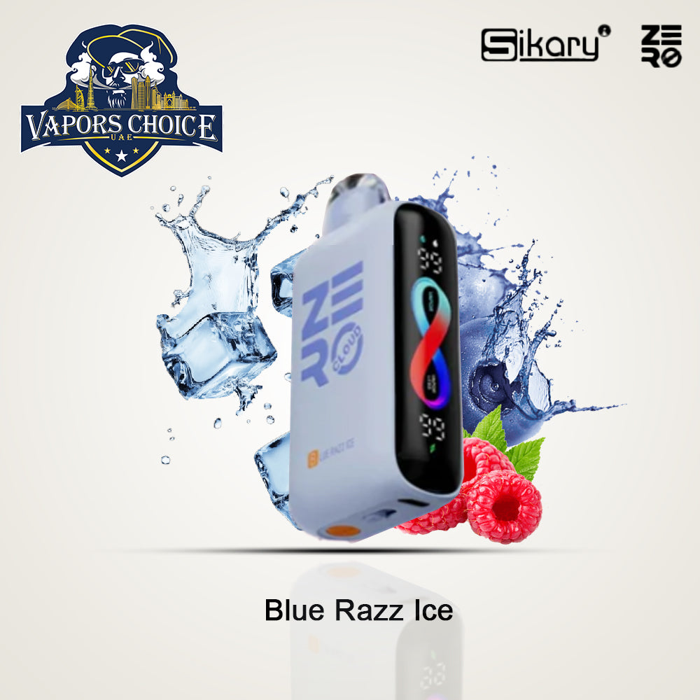 Smokeless Disposable Vape from Sikary Zero Cloud 20K Puffs 20mg Blue Razz Ice UAE Abu Dhabi