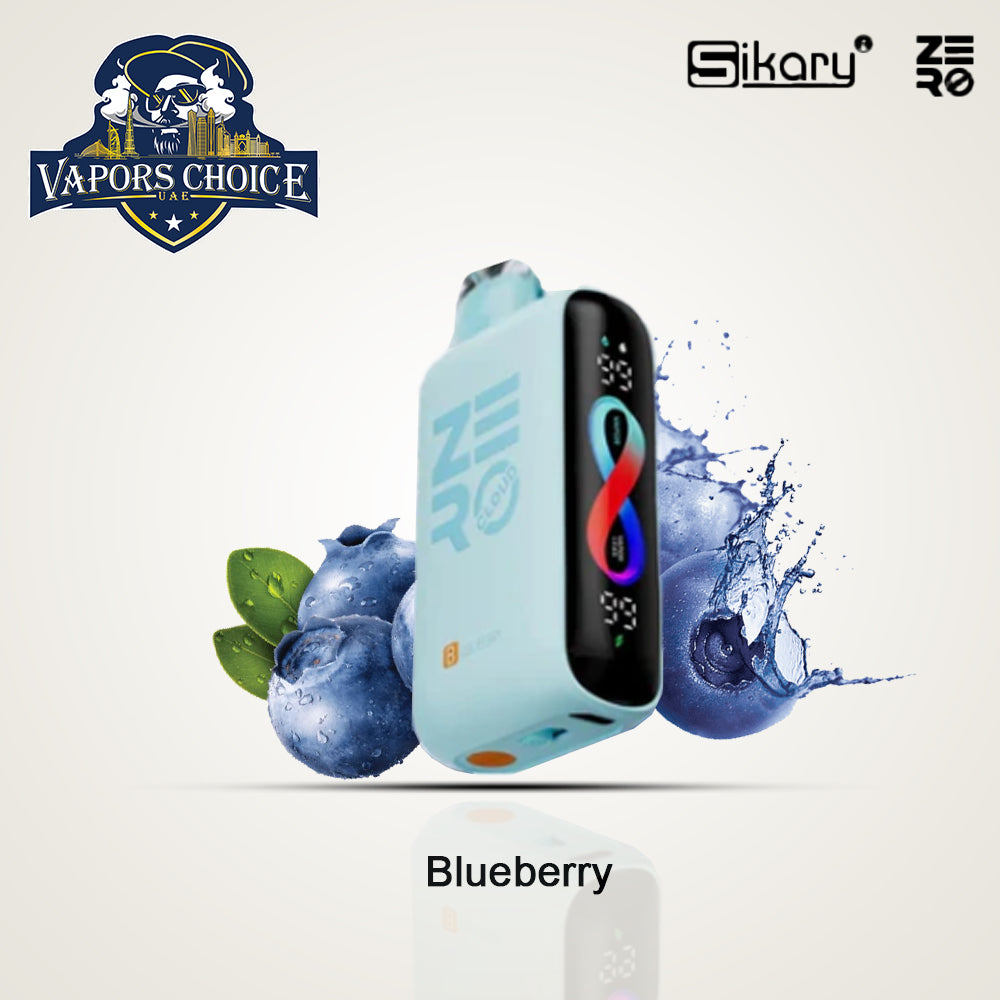 Smokeless Disposable Vape from Sikary Zero Cloud 20K Puffs 20mg Blueberry UAE Dubai
