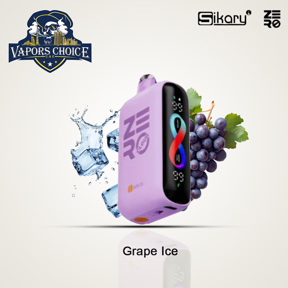 Smokeless Disposable Vape from Sikary Zero Cloud 20K Puffs 20mg Grape Ice UAE Abu Dhabi & Dubai