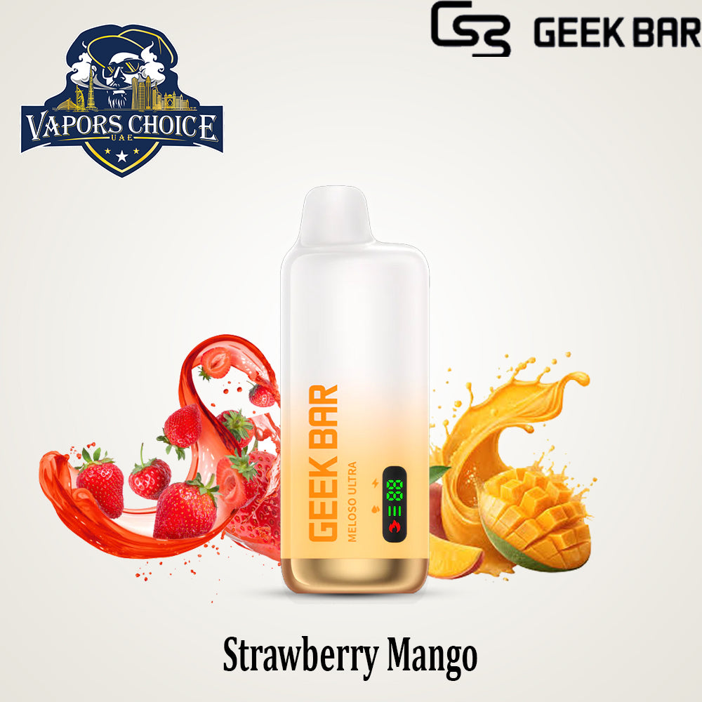 GEEK BAR MELOSO ULTRA (50mg & 20mg) 10000 PUFFS - DISPOSABLE VAPE FROM GEEK BAR & Strawberry Mango & UAE & Dubai